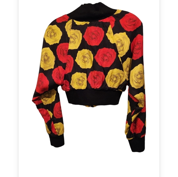 Costom made two piece floral baseball jacket w/matching knee length swing skirt. - Picture 2 of 8